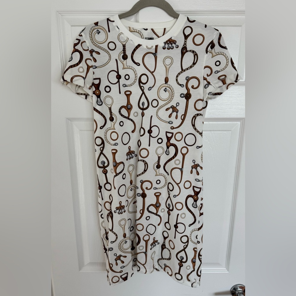 Hermes Panoplie Tout Cuir Straight Dress in Blanc Naturel, women size 34 FR 2 US